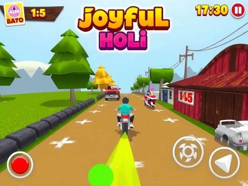 Colorful gameplay in Joyful Holi Race Joyful Holi Race Game Screenshot